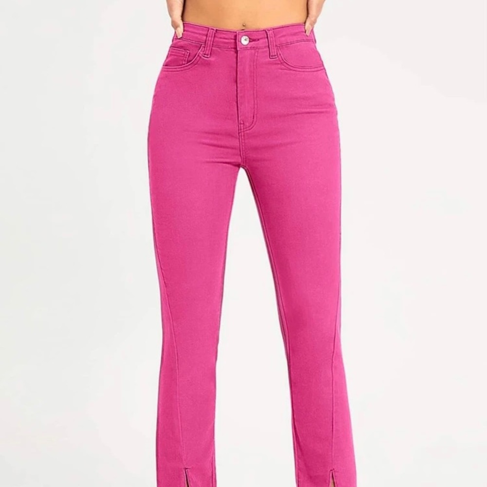 High Waisted Split Hem Jeans